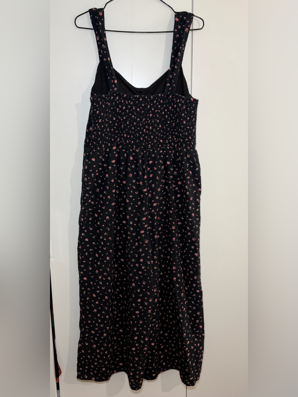 American Eagle Outfitters black w/ Pink Floral Print wide leg crop jumpsuit - LG - Picture 2 of 11